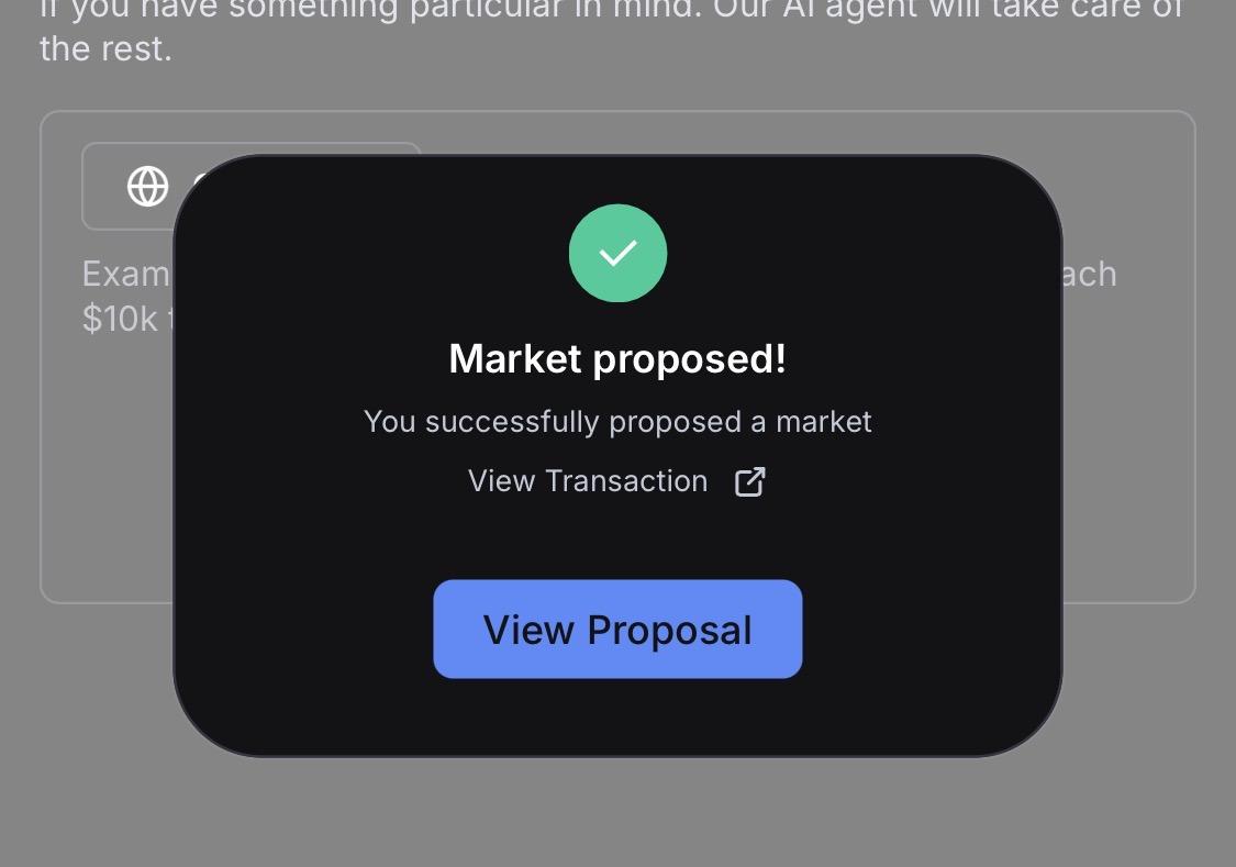Market proposed confirmation dialog with a View Proposal button